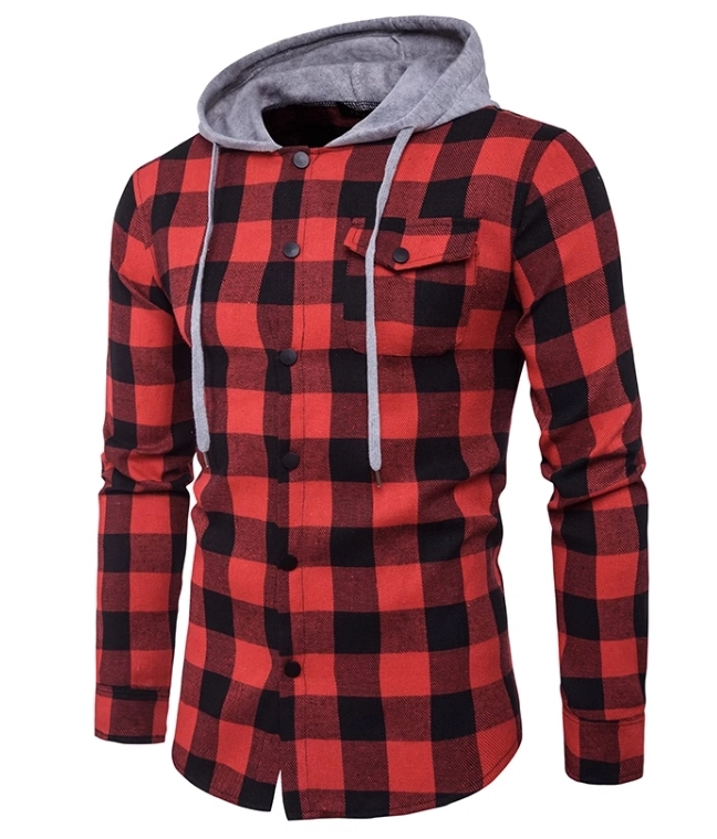 【KIXI】★(UNISEX) Retro flannel check hood shirt Retro flannel check hood shirt - KIXI | 60% - Asian Fashion