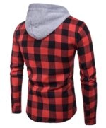 トップス KAMIYA Hooded Check Shirt RED M KAMIYA - Distressed Check Shirt Hoodie - RED / フーデッド