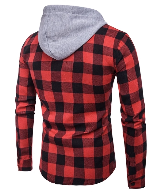 Red Checkered Hooded Shirt | Felix - Stray Kids - Fashion Chingu