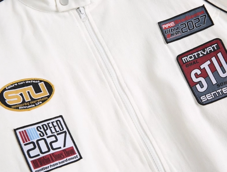 White Zip-Up Racing Jacket | Hanni - NewJeans - Fashion Chingu