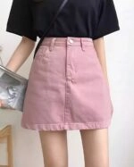 韓国商品/THREE TIMES Pink crush denim skirt threetimes] Pink crush denim skirt 正規品 韓国ブランド 韓国