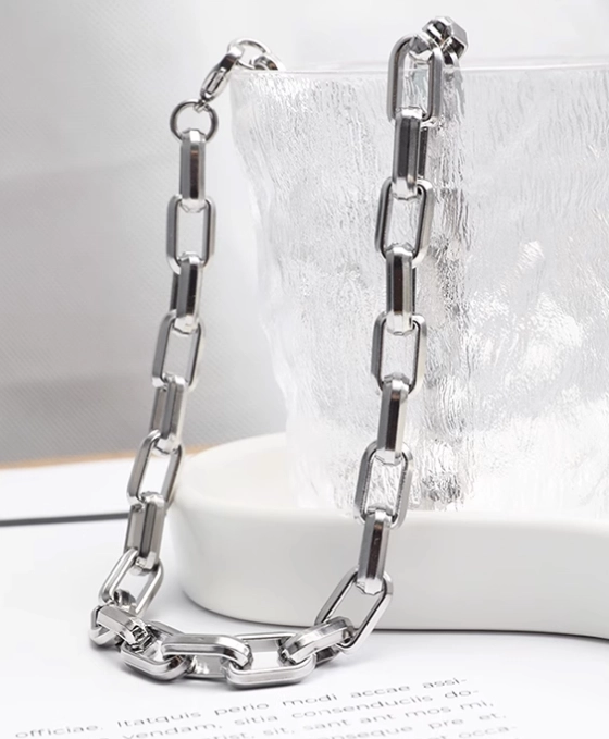 Silver Square Chain Necklace | Felix - Stray Kids - Fashion