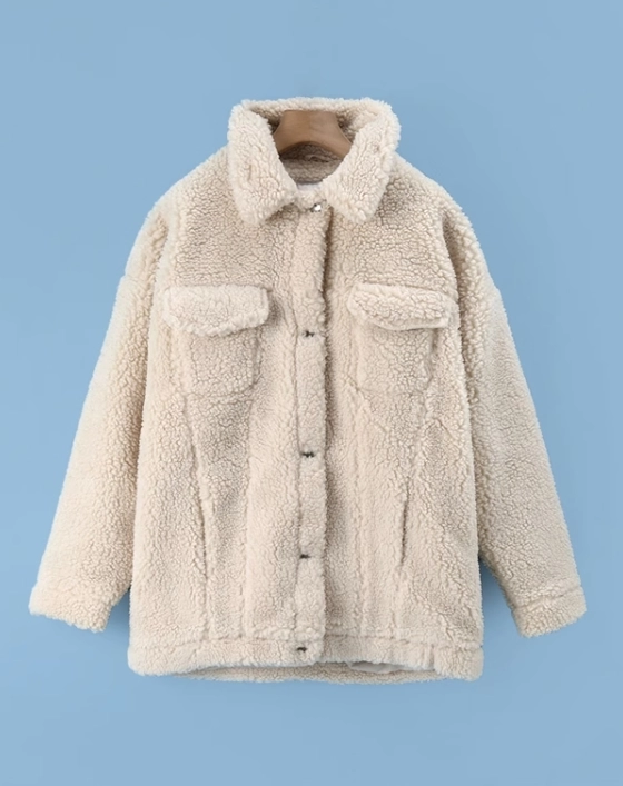 Beige Button-Up Fleece Jacket | Sunghoon - Enhypen - Fashion