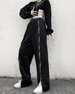 【JEMUT】25SS★ Deck One Tuck CP Wide Pants Black Full Front Zipper Pants | Jurin - XG - Fashion Chingu