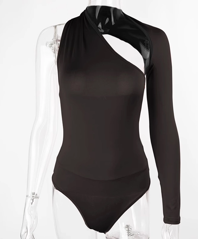 早い者勝ち✨HYEON Audrey all in one / black Black One Shoulder Asymmetrical Bodysuit | Sihyeon