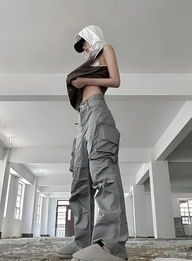 Grey Multi-Pocket Cargo Pants | Jurin - XG - Fashion Chingu