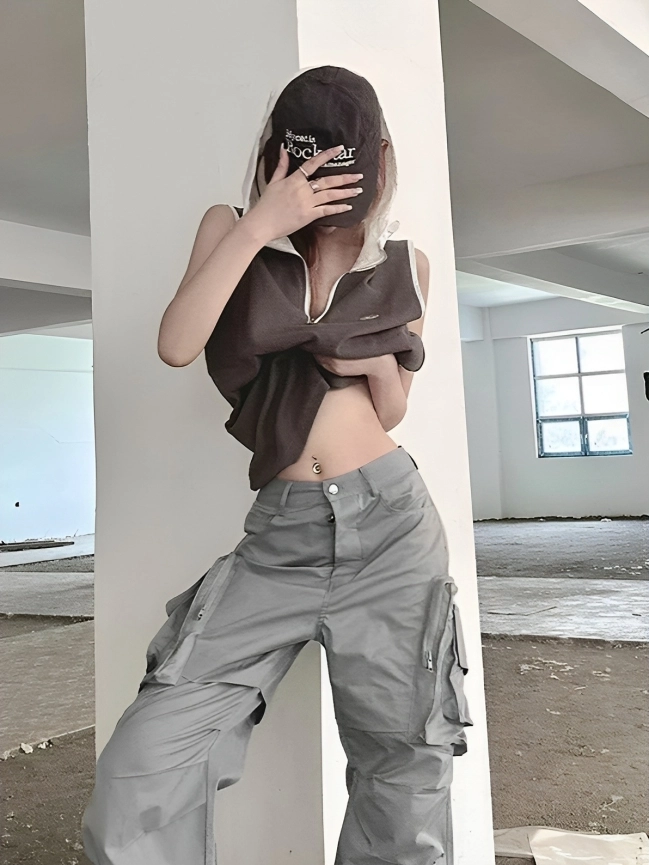 Grey Multi-Pocket Cargo Pants | Jurin - XG - Fashion Chingu