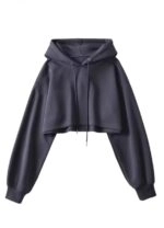 Grey Cropped Drawstring Hoodie | Yeonjun - TXT - Fashion Chingu