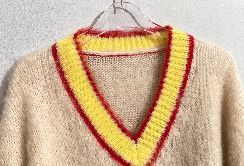 【2plan】Robben Mohair Deki V-neck Knit 80'S 525 Color Nep V-neck Mohair Knit Sweater Made in USA