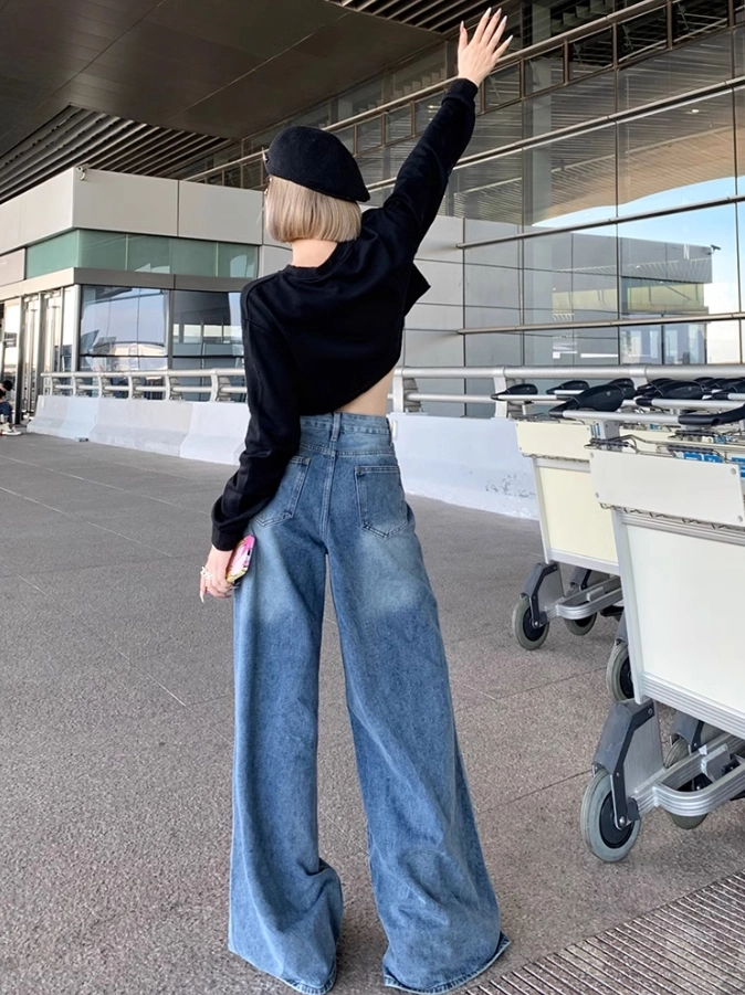 Blue Drawstring Wide Leg Jeans | Nayeon - Twice - Fashion Chingu
