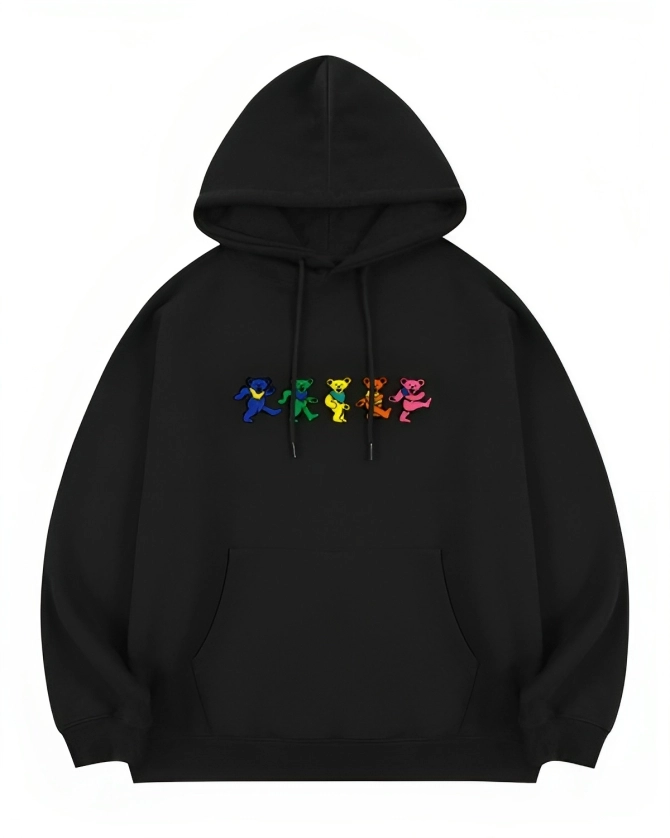 Black Dancing Bears Hoodie | Haerin - NewJeans - Fashion Chingu