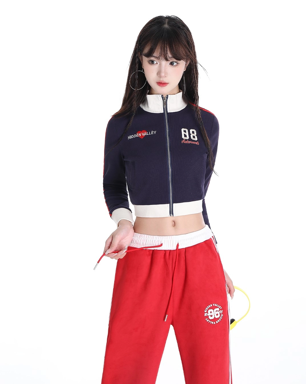 Blue Cropped Stand-Collar Zip Jacket | Yunjin - Le Sserafim