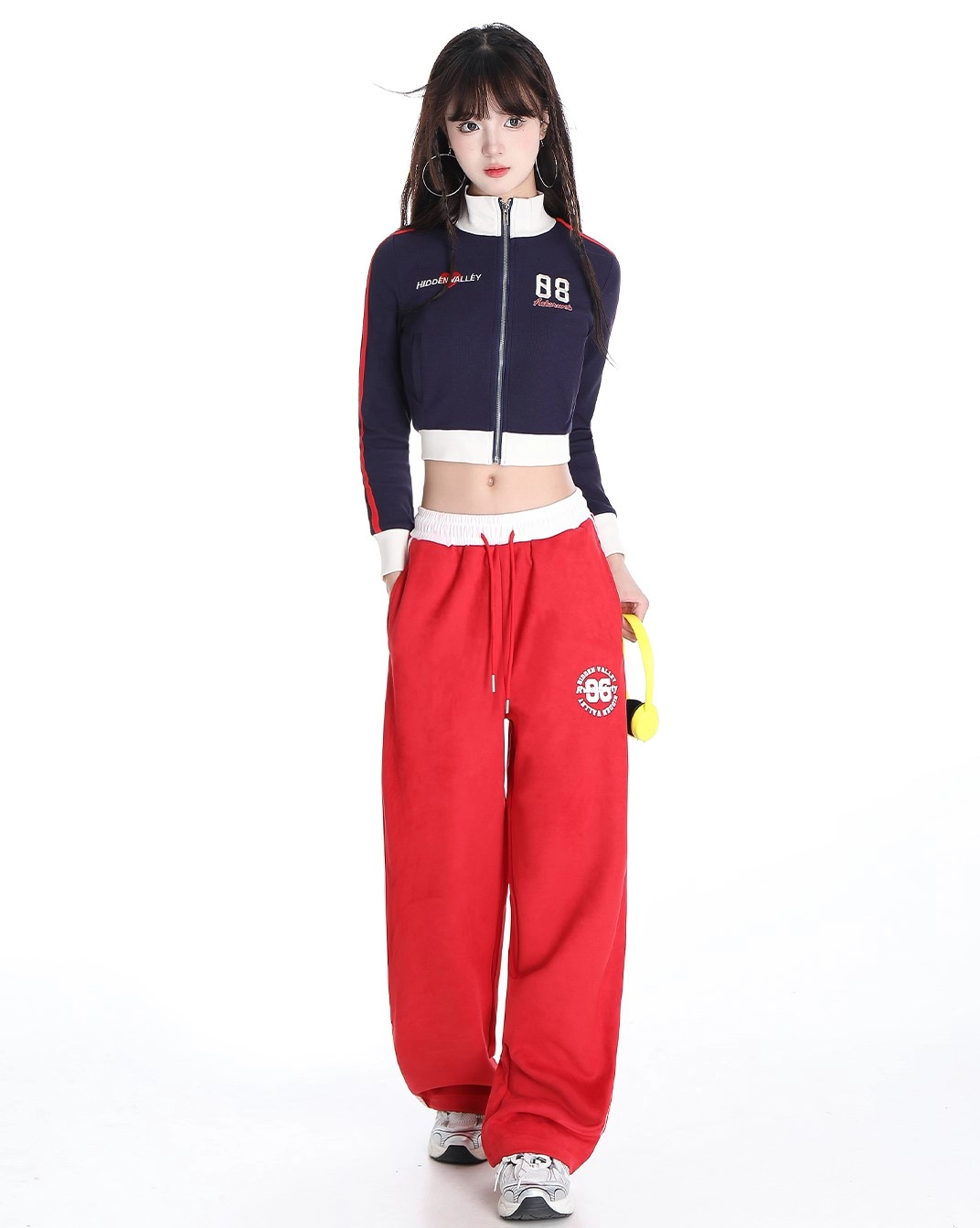 Blue Cropped Stand-Collar Zip Jacket | Yunjin - Le Sserafim