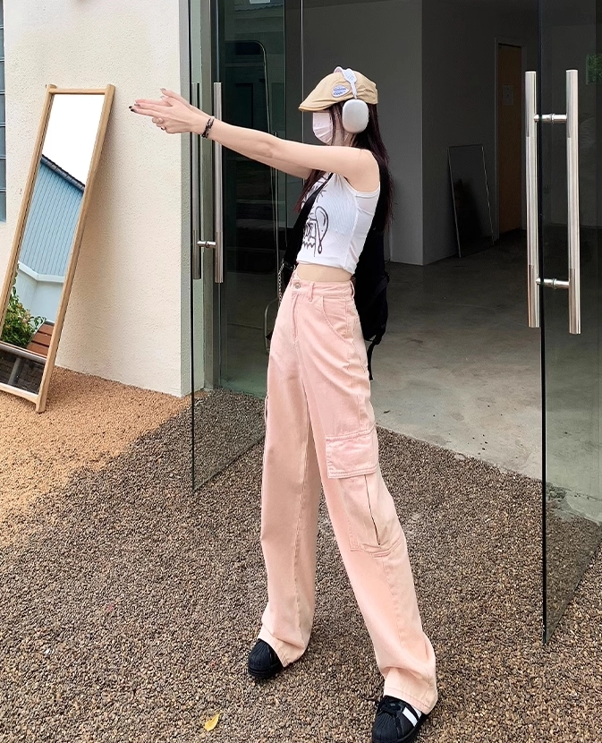 Pink Cargo Style Jeans | Hanni - NewJeans - Fashion Chingu
