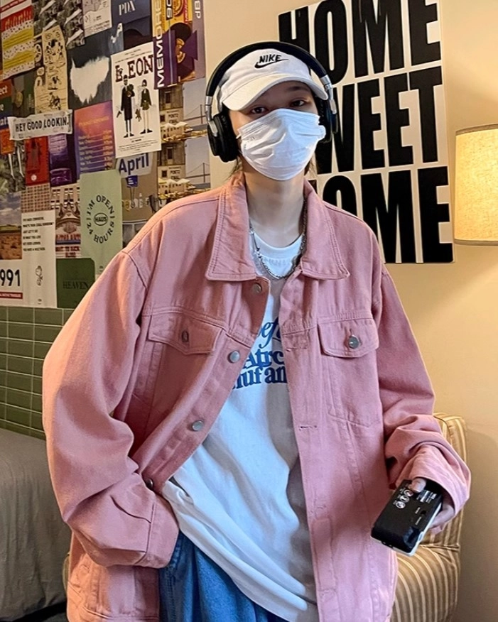 Pink Denim Oversized Jacket | Changbin - Stray Kids - Fashion Chingu