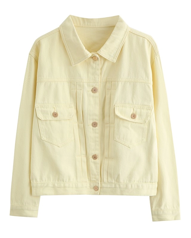 Yellow Cropped Denim Jacket | Sunoo - Enhypen - Fashion Chingu