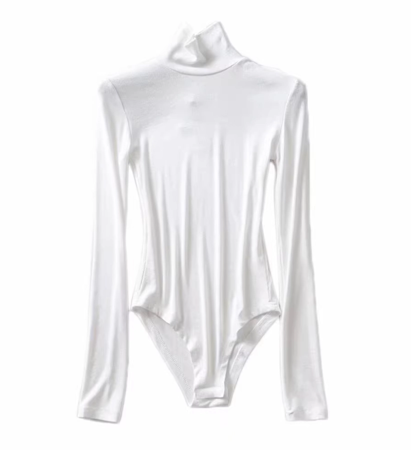 White Turtleneck Fit Long Sleeve Jumpsuit | Lisa - BlackPink