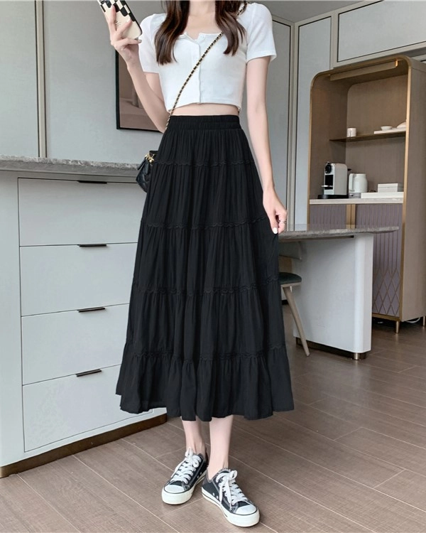 スカート Luxury Street Wear Be Maxi skirt sporty unisexual YACHT CLUB Elastic Waist Maxi Skirt – Silver Accents
