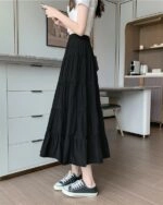 【COLOR iN ID】Rua Velvet Long Skirt Black Flowy Long Skirt | Yeri - Red Velvet - Fashion Chingu