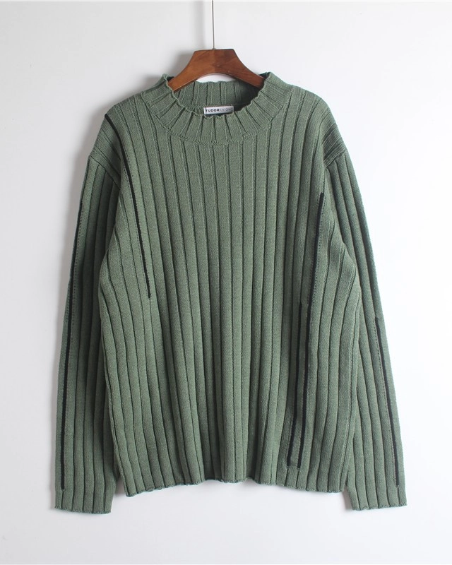 Green Ribbed Round Neck Sweater | Bangchan - Stray Kids