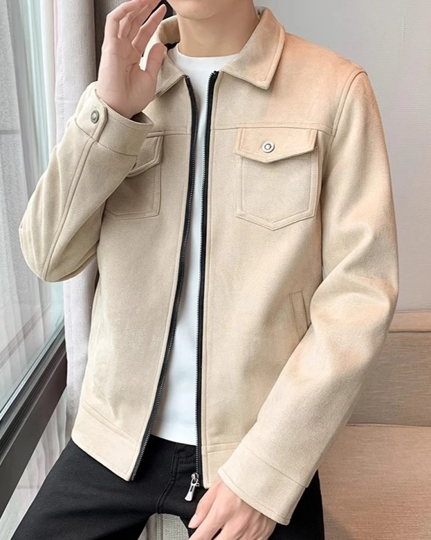 ジャケット・アウター louren twill no collar jacket beige Beige Collared Zip-Up Jacket | Minho - SHINee - Fashion Chingu