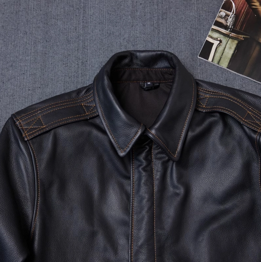Black Faux Leather Collared Pockets Jacket | Rose