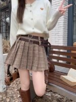 【WOOHWA】DOUBLE MIXED CHECK SKIRT Maje_MFPJU01444-O013_F_1.jpg