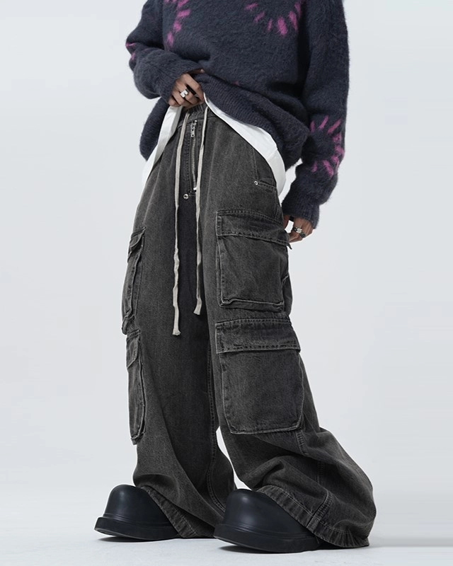 Black Multi-Pocket Wide Leg Pants | Changbin - Stray Kids