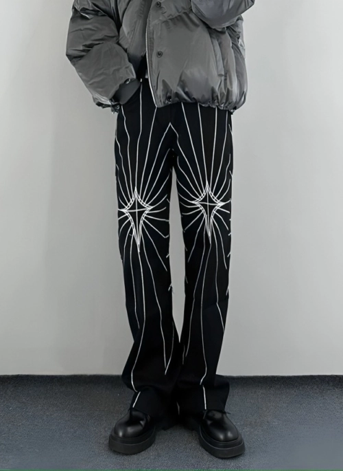 Black Spider Web Embroidery Jeans | Haechan - NCT