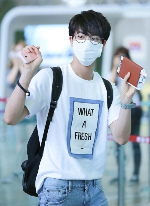 White Heart Spring T-Shirt | Jin - BTS - Fashion Chingu