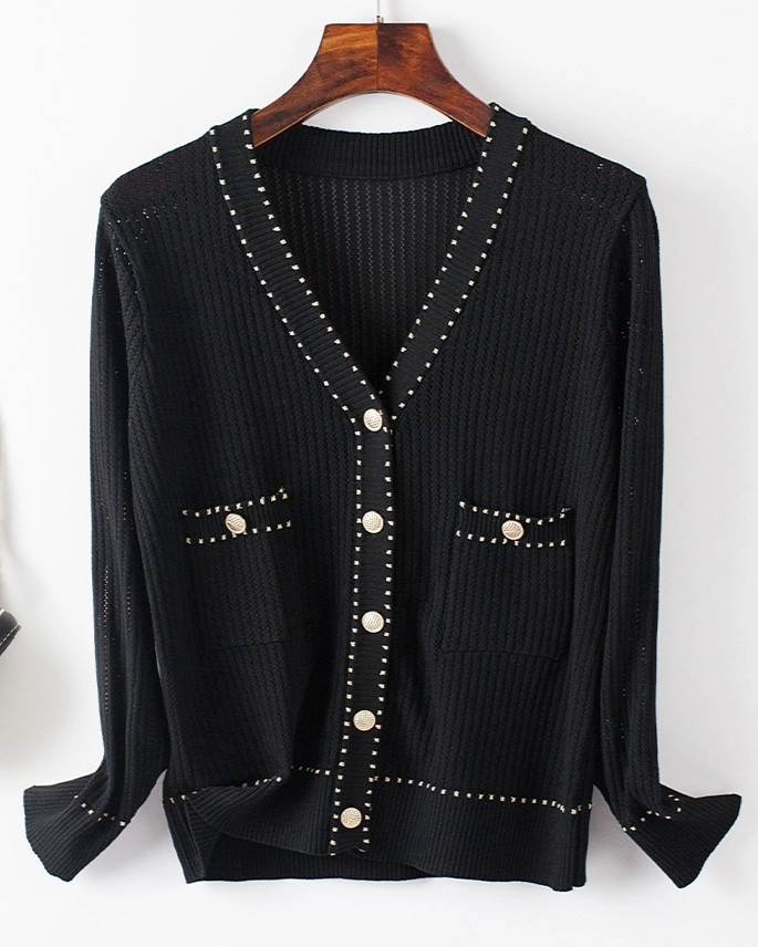 Black Stitched V-Neck Cardigan | Taehyung - BTS - Fashion Chingu