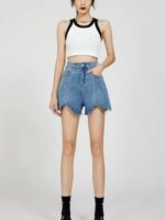 Blue Front Hem Denim Short | Yujin - IVE - Fashion Chingu