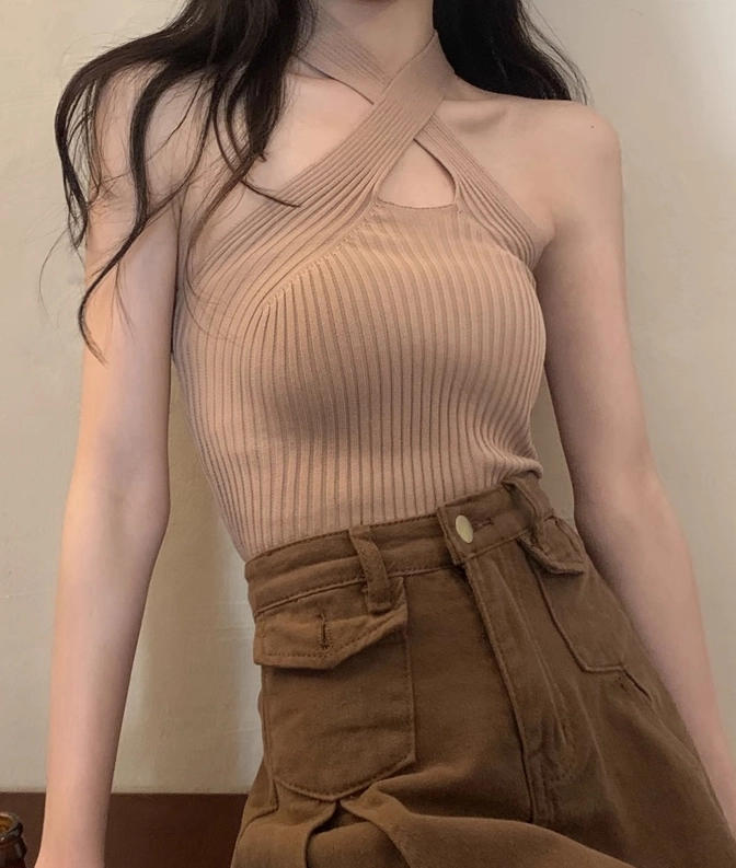 Blue Criss-Crossed Halter Top | Chaeyoung - Twice - Fashion