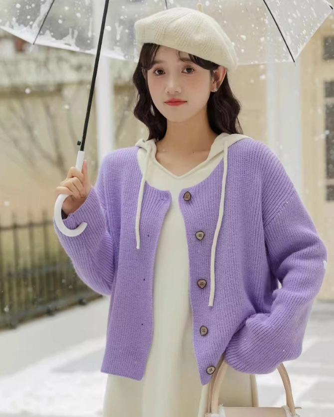Lilac Ribbed Button-Up Cardigan - Fashion Chingu