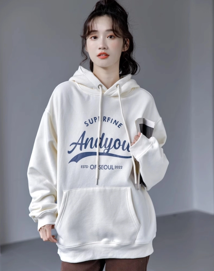 White Super Fine Print Oversized Hoodie - Fashion Chingu
