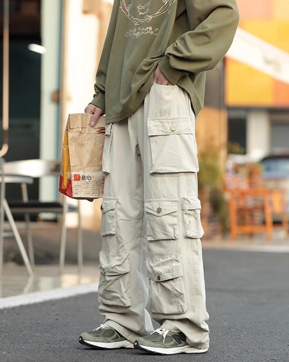 Beige Wide Leg Cargo Pants | Chaeyoung - Twice - Fashion Chingu