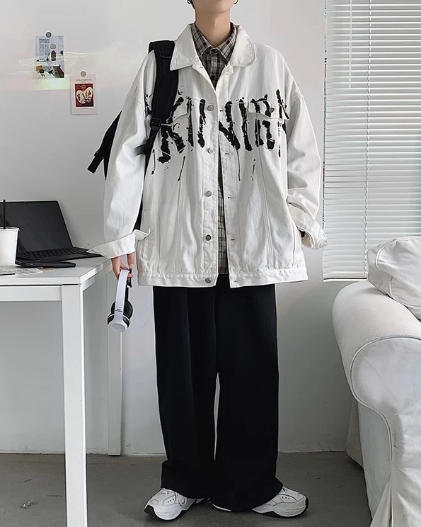 Black Printed Denim Jacket | Donghyuk - iKON - Fashion Chingu