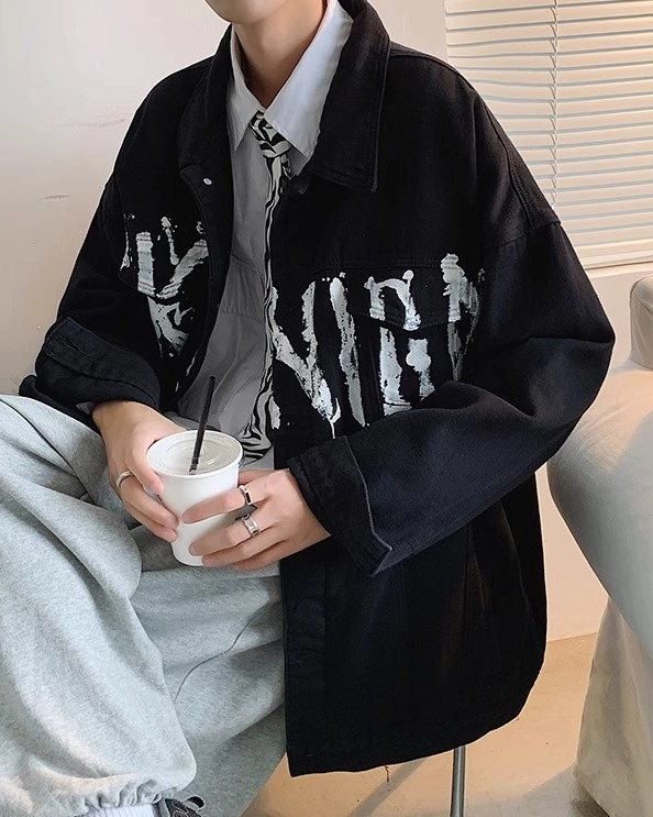 Black Printed Denim Jacket | Donghyuk - iKON - Fashion Chingu