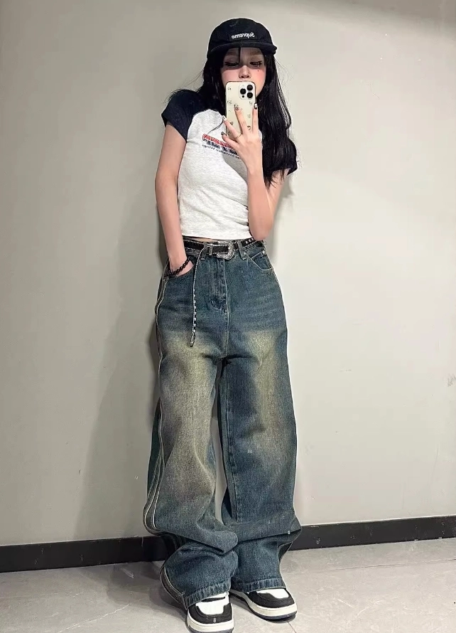 【in a row】Shio Oblique-Line Wide Denim All Day Stripe Wide-Leg Jeans | NIC+ZOE