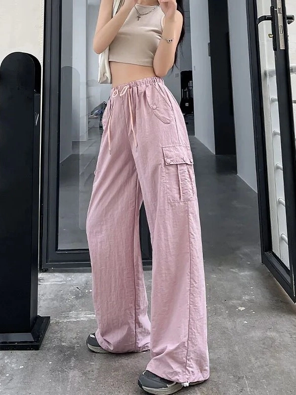 Pink Cargo Drawstring Pants | Hanni - NewJeans - Fashion Chingu