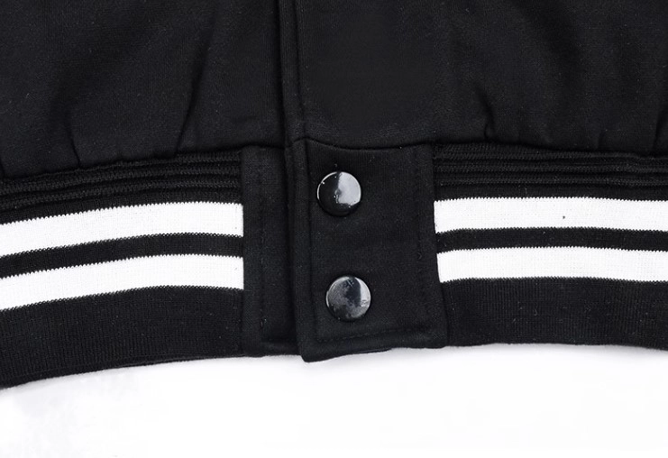White Lined Black Baseball Jacket | Rose - BlackPink