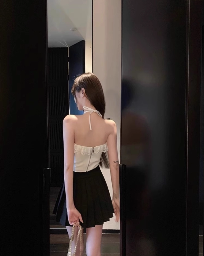 White Lace Corset Halter Crop Top | Sana - Twice - Fashion