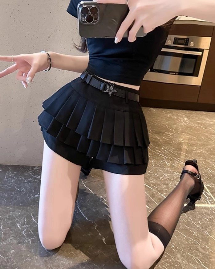 【suzen】Derena Belt Pleats Skirt suzen Derena Belt Pleats Skirt (BLACK)