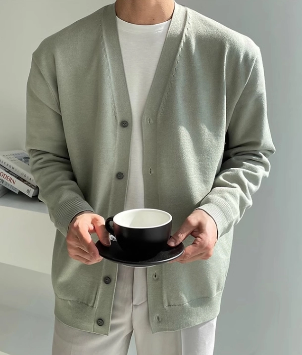 Light Green V-Neck Cardigan | Suga - BTS - Fashion Chingu