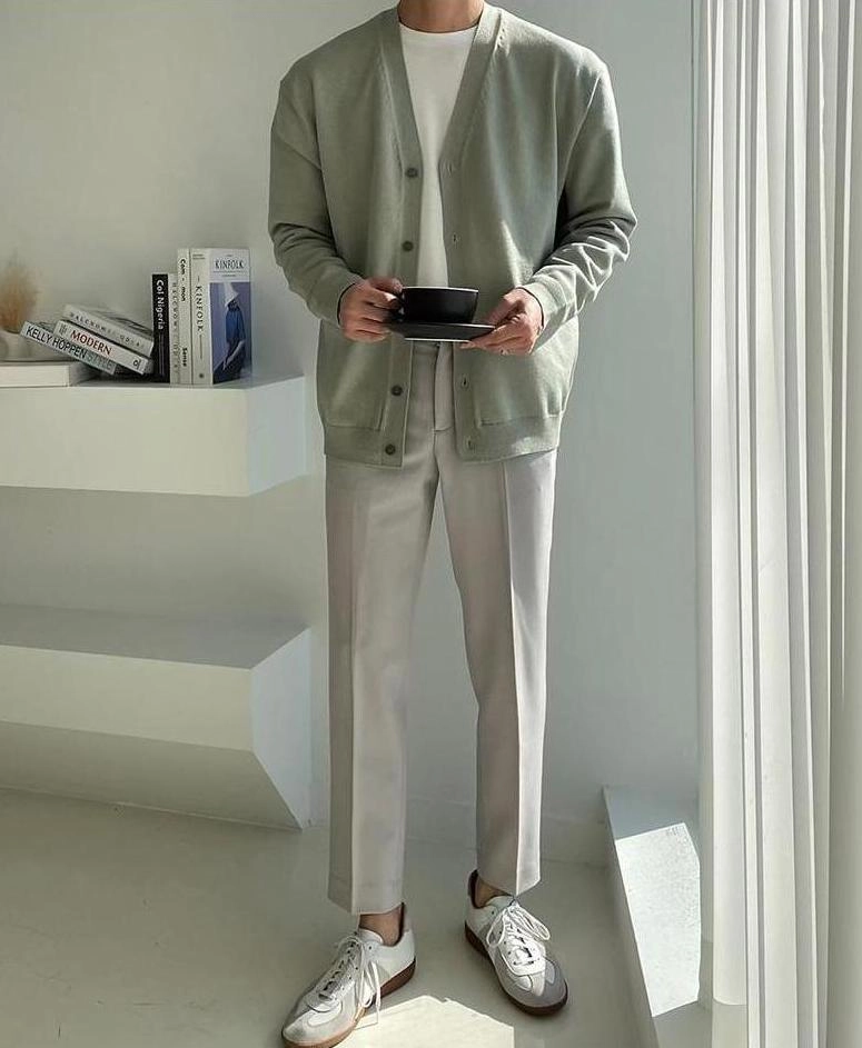 Light Green V-Neck Cardigan | Suga - BTS - Fashion Chingu