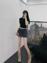 bibiy. LISA MINI SKIRT ブラック Black Side Slit Mini Skirt | Lisa - BlackPink - Fashion Chingu