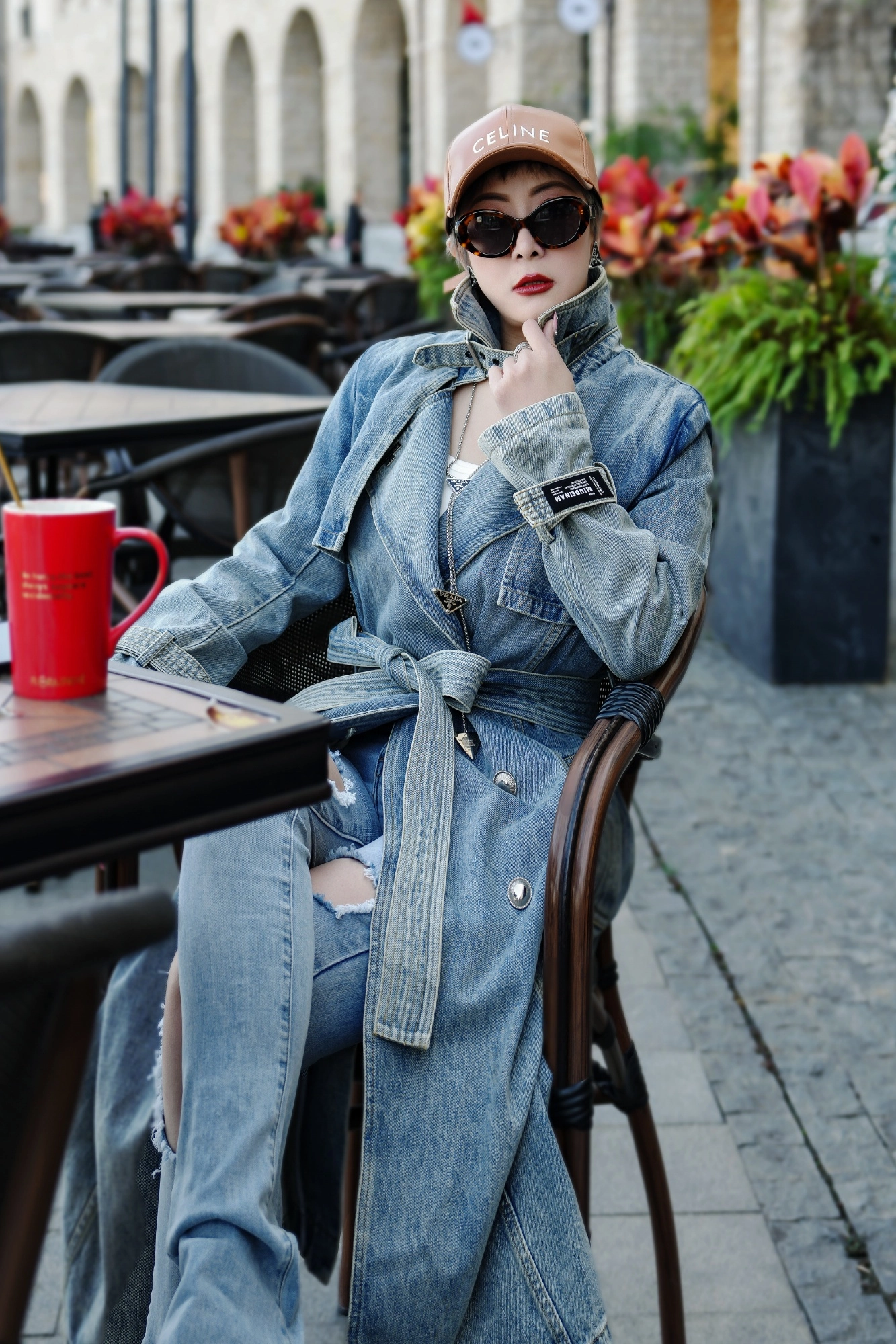 Blue Denim Trench Coat | Ruka - BabyMonster - Fashion Chingu