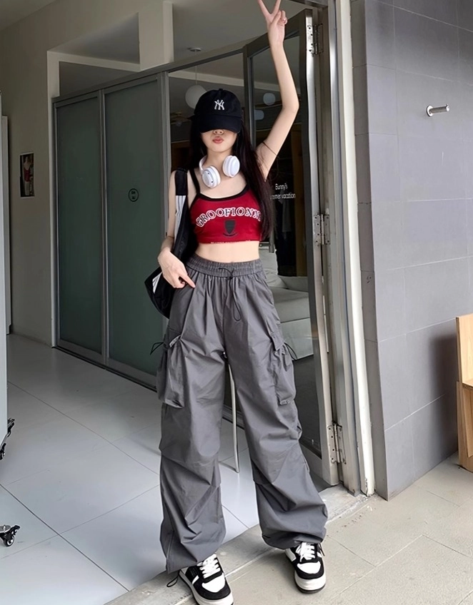 Grey Side Pocket Drawstring Pants | Ruka - BabyMonster - Fashion