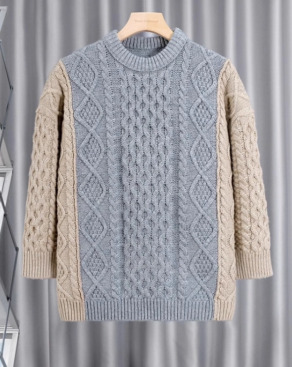 Blue Two Tone Knit Sweater | Ryujin - ITZY - Fashion Chingu
