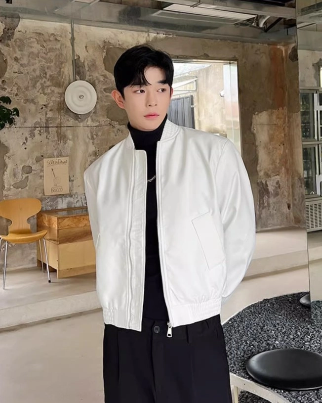 White Chic Bomber Jacket | Jungkook - BTS - Fashion Chingu